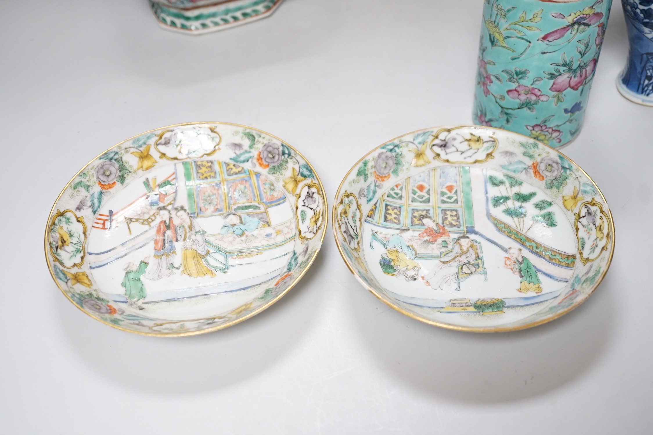 A group of eight items of Chinese ceramics, some damage